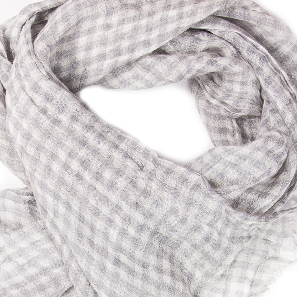 CORNELIANI LIGHT GRAY & WHITE PALANKIN SCARF | WOMENS SIZE 180CM